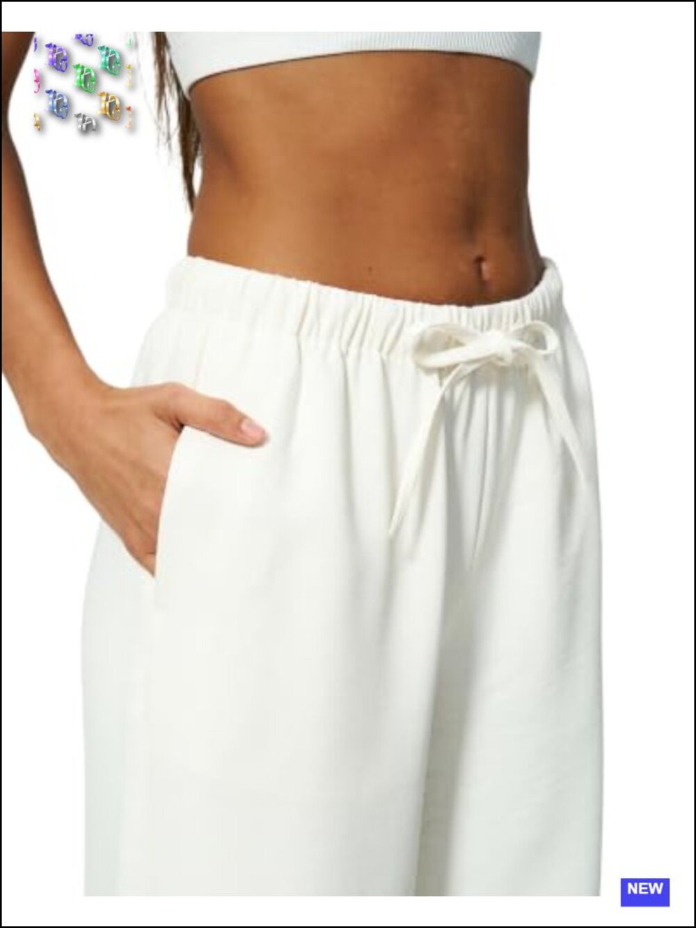 Wrinkle-Free Wide Leg Palazzo Pants High Rise Drawstring Elastic Waist with - Picture 4 of 6